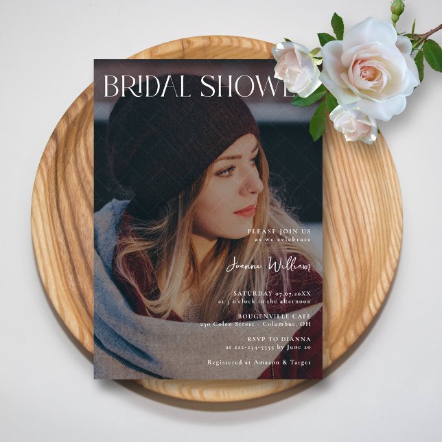 Bridal Shower Bliss: Custom Photo & Modern Details Invitation (Bridal Shower Bliss Custom Photo & Modern Details Invitation)