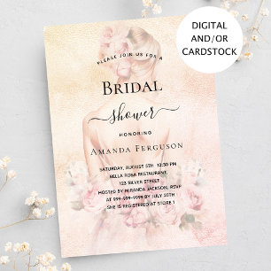 Bridal shower blonde bride rose gold blush invitation