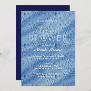 Bridal Shower Blue Abstract Rain Drops Invitation