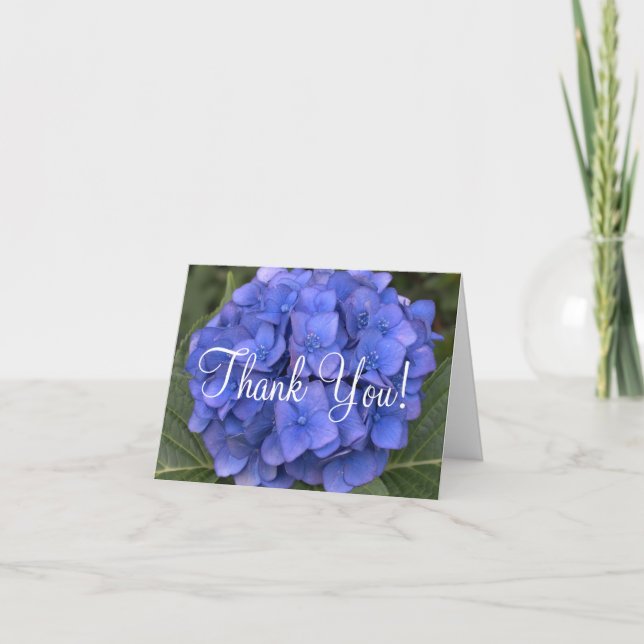Bridal Shower Blue Hydrangea Thank You Blank Cards (Front)