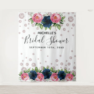 Bridal Shower blue pink florals white diamonds Tapestry