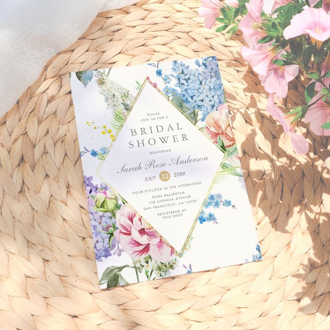 Bridal Shower | Blue & Purple Watercolor Blossom Invitation (Creator Uploaded)