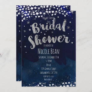 Bridal Shower Blue & Silver Starry Invitations