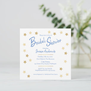 Bridal Shower Blue with Gold Stars Invitation