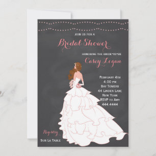 Bridal Shower Blush Chalkboard Invitation