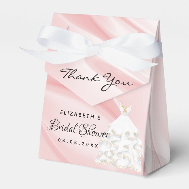 Bridal Shower blush pink dress thank you  Favour Box (Front Side)