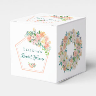 Bridal Shower blush pink floral geometric Favour Box