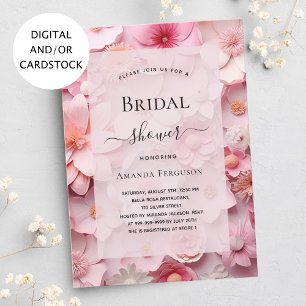 Bridal Shower blush pink flowers Invitation