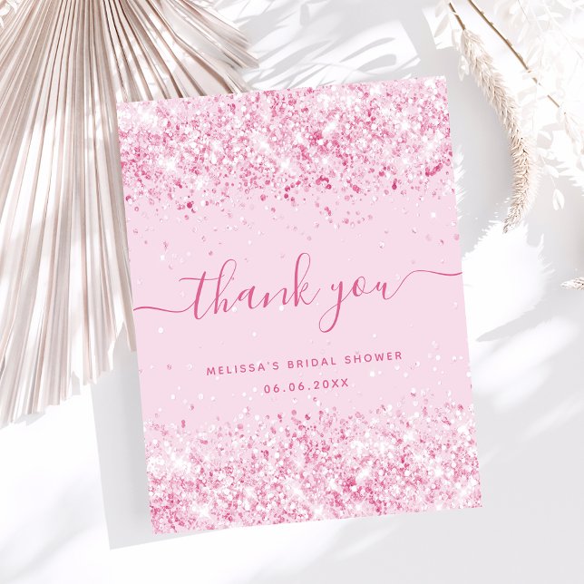Bridal Shower blush pink glitter thank you Postcard (Creator Uploaded)