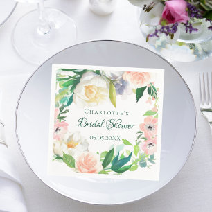 Bridal Shower blush pink greenery florals Napkin