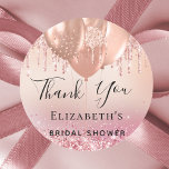 Bridal Shower blush pink rose gold balloons Classic Round Sticker<br><div class="desc">A stylish rose gold and blush pink background with balloons. Personalise and add a name.</div>