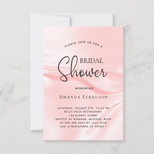 Bridal shower blush pink satin silk invitation