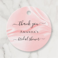 Bridal Shower blush pink silk satin name thank you