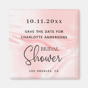 Bridal Shower blush pink silk satin save the date Magnet
