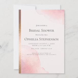 Bridal Shower Blush Pink Watercolor Wash Announcement