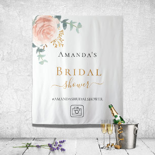 Bridal Shower blush rose gold floral eucalyptus Tapestry