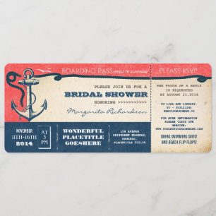 bridal shower boarding pass-tickets with RSVP Invitation