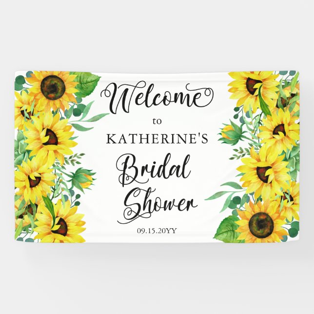 Bridal Shower Boho Sunflowers | Eucalyptus  Banner (Horizontal)