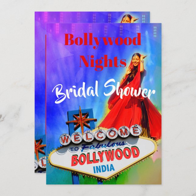 Bridal Shower Bollywood Indian Colourful Modern Invitation (Front/Back)