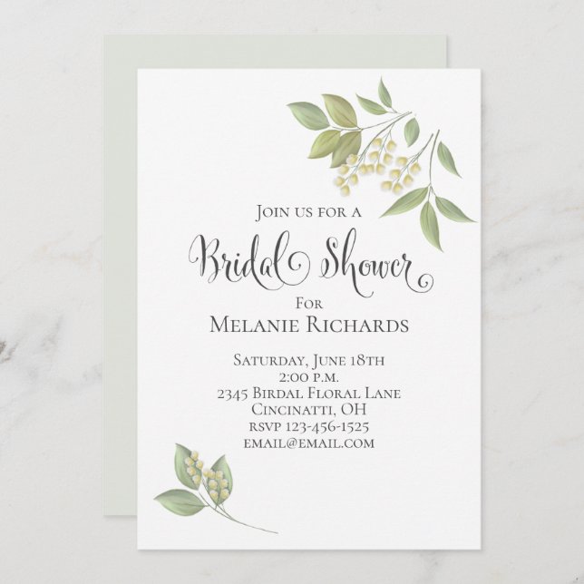 Bridal Shower Botanical Baby's Breath Greenery Save The Date (Front/Back)