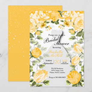Bridal Shower - Botanical Golden Yellow Floral Invitation