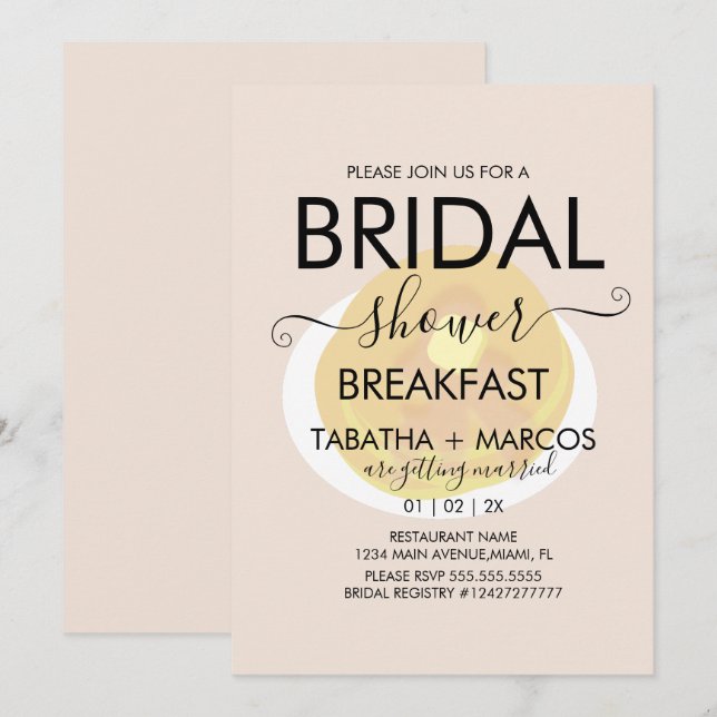 Bridal Shower Breakfast Pancakes Brunch Invitation (Front/Back)