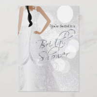 Bridal Shower Bride a in White Glitter Invitation