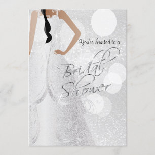 Bridal Shower Bride a in White Glitter Invitation