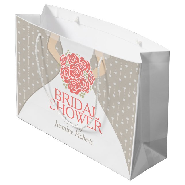 Bridal shower bride dress personalised gift bag (Back Angled)