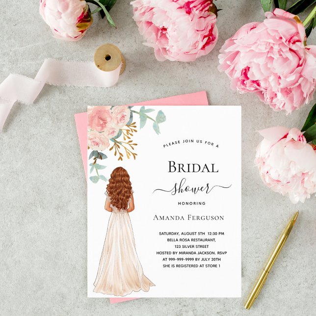 Bridal shower bride rose green budget invitation (Creator Uploaded)