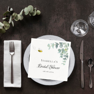 Bridal Shower bride to bee eucaluptus script Napkin