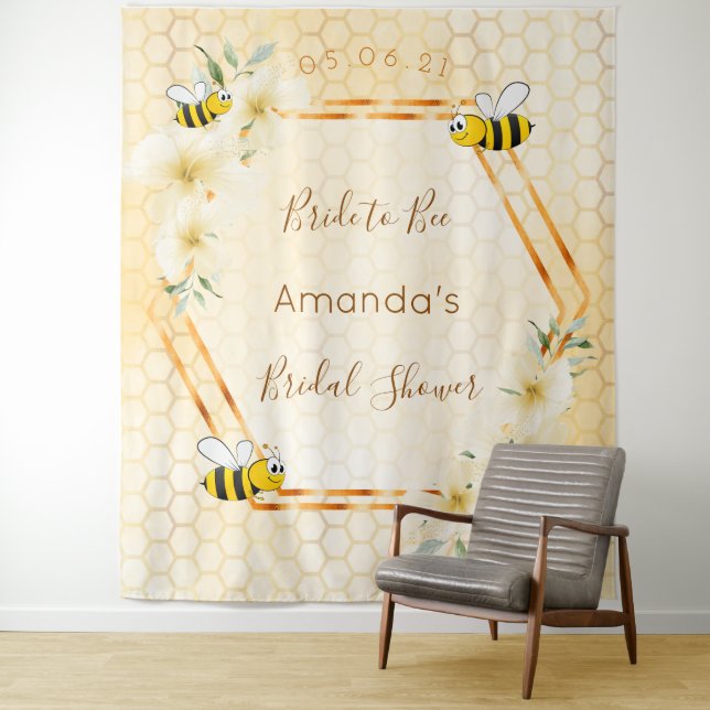 Bridal Shower bride to bee honeycomb bumble bees Tapestry (In Situ)
