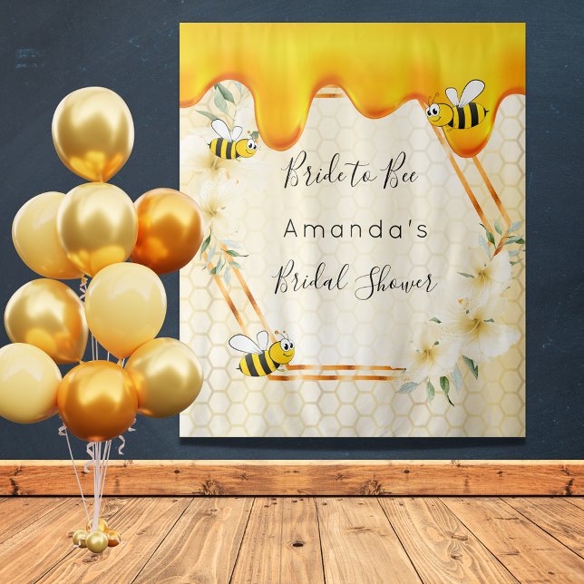 Bridal Shower bride to bee honeycomb bumble bees Tapestry (Creator Uploaded)