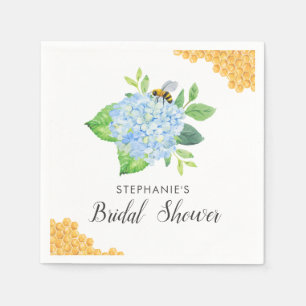 Bridal Shower Bride To Bee Hydrangea Blue Floral Napkin