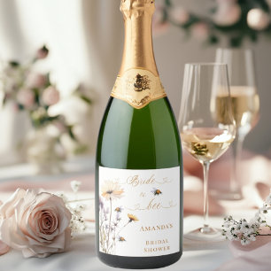 Bridal Shower Bride to bee wildflowers ivory Sparkling Wine Label