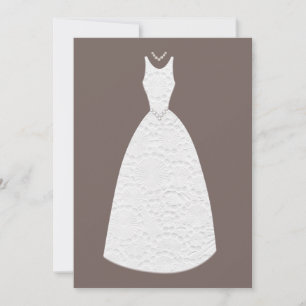 Bridal Shower Brown White Wedding Dress Invitation