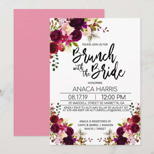 Bridal Shower Brunch - Brunch with the Bride Invitation (Front/Back)
