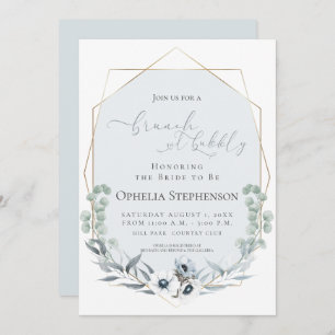 BRIDAL SHOWER   Brunch & Bubbly Dusty Blue Floral Invitation