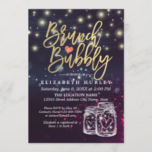 Bridal Shower Brunch Bubbly Mason Jar Purple Light Invitation