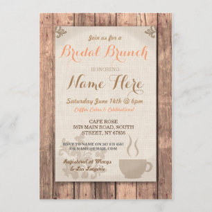 Bridal Shower Brunch Friends Coffee Rustic Invite