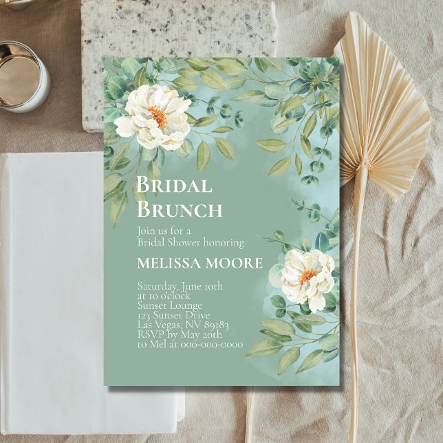 Bridal Shower Brunch Silver Sage Eucalyptus Flower Invitation (Creator Uploaded)
