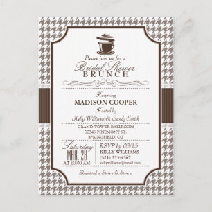 Bridal Shower Brunch; Taupe Houndstooth Invite