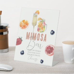 Bridal Shower/Brunch Watercolor Mimosa Bar Pedestal Sign