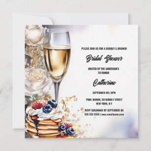 Bridal shower bubbly brunch rose flapjacks trendy holiday card