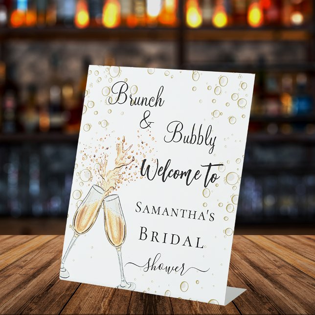 Bridal Shower bubbly brunch welcome Pedestal Sign (Creator Uploaded)
