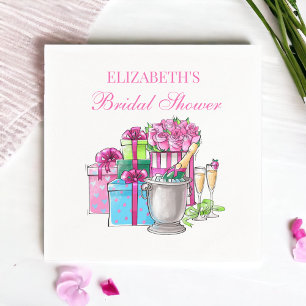 Bridal Shower Bubbly Champagne Gifts Roses Napkin