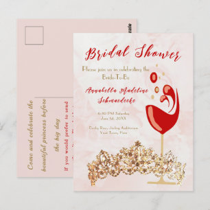 Bridal Shower Budget Blush Wine Gold Invitation Postcard