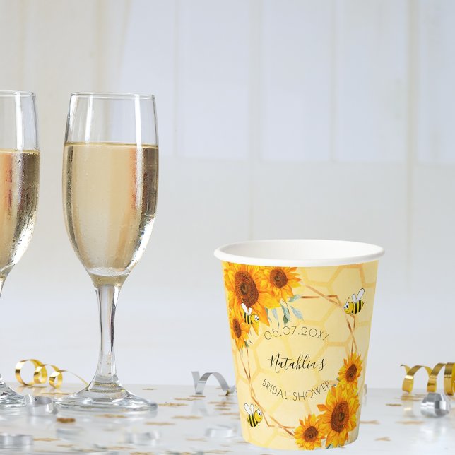 Bridal Shower bumble bees sunflowers backyard  Paper Cups (Creator Uploaded)