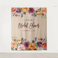 Bridal Shower | Burgundy Floral Photo Backdrop