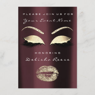 Bridal Shower Burgundy Maroon Gold Grey Glitter Invitation
